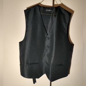 Umo Lorenzo Formal Wear (RN 105433) Full Black Soft-Button Vest - Size XL